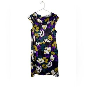 ANTONIO MELANI Multicolor Floral Midi Dress 14, (pattern, flattering, work)